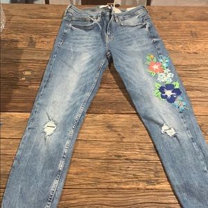 ZARA Floral Jeans